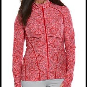 Coolibar Atitlan Ruched Swim Jacket Women’s size large UPF 50+ Full Zip